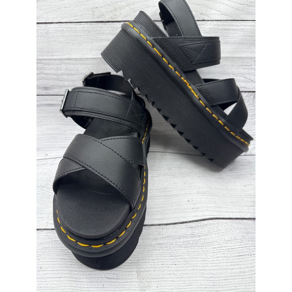 Dr. Martens Blaire Black Leather Platform Sandals Adjustable Buckle Straps‎ - Picture 6 of 6